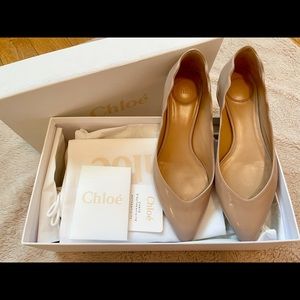 Chloe Scallops Ballerinas w/heels in pink tea 35.5